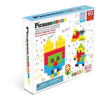 PICASSO TILES Magnētiskais konstruktors magnētiskie kubi 60 detaļas, PMC60