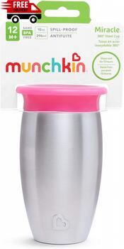MUNCHKIN Sippy krūzīte, rozā, Miracle 360, 12m+, 296ml, 90097