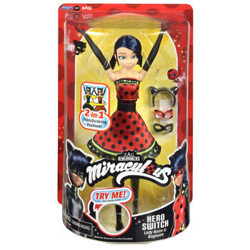 MIRACULOUS lelle Hero Switch Ladybug Fashion Doll, 50414