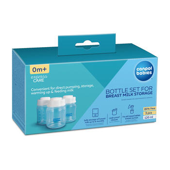 CANPOL BABIES pudelīšu komplekts mātes piena uzglabāšanai 3x120ml, 0M+, 35/235