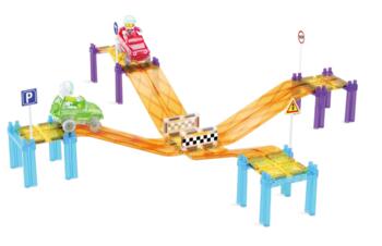 PICASSO TILES Magnētiskais konstruktors Racing Track komplekts 45 detaļas, PTR04