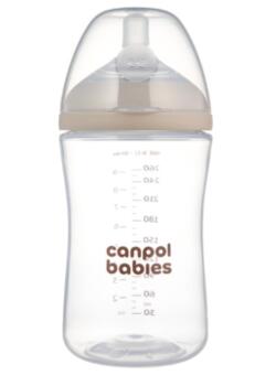 CANPOL BABIES barošanas pudelīte ar knupīti NATURAL SHAPE, 260 ml, 35/401