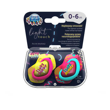 CANPOL BABIES silikona māneklītis, simetrisks NEON LOVE, 0-6m, 2 gab, 22/652_pin