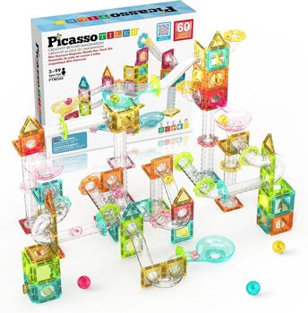 PICASSO TILES Magnētiskais konstruktors Marble Run 60 gab., PTMG60
