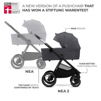 KINDERKRAFT universālie ratiņi 2IN1 NEA 2.0, deep grey, KSNEA002DGR2000
