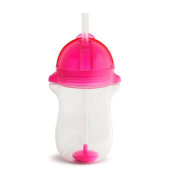 MUNCHKIN jebkura leņķa krūzīte ar salmiņu-rozā, 12m+, 296ml, 90117