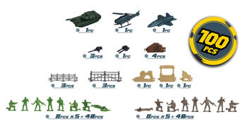 CHAP MEI rotaļlietu komplekts Soldier Force Bucket, 100 pcs., 545032