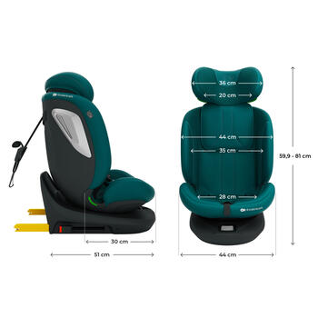 KINDERKRAFT autokrēsls I-GROW 2 PLUS, 40-150 cm., Green, KCIGRO02GREPL00