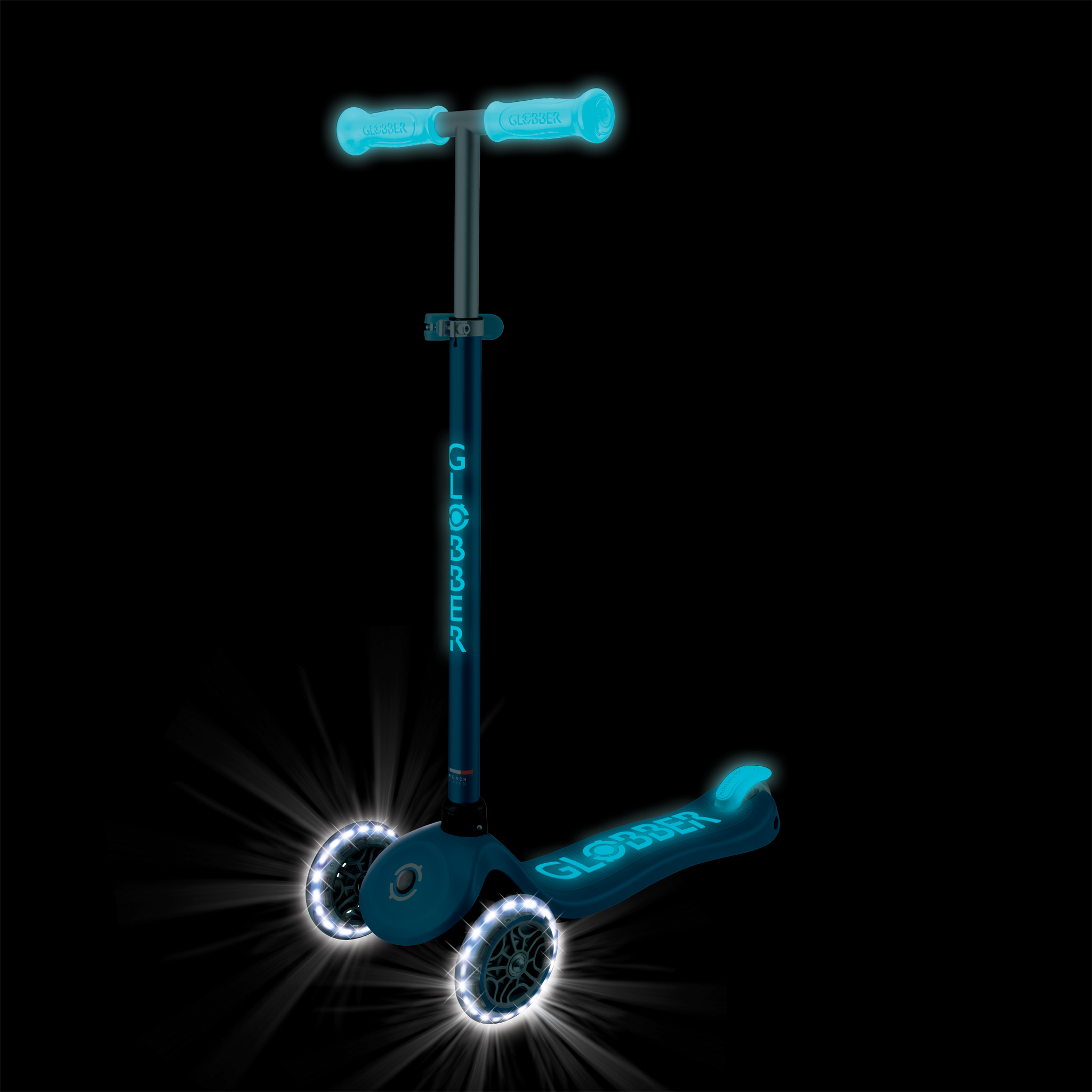 GLOBBER skrejritenis Primo Plus Glow Lights, zils, 443-100