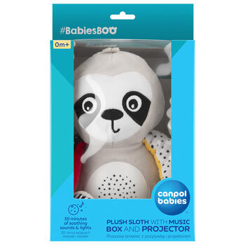 CANPOL BABIES plīša rotaļlieta sliņķis, muzikālā kastīte un projektors 3in1 BabiesBoo, 68/100