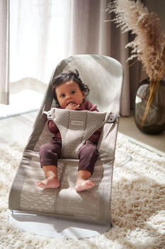 BABYBJÖRN šūpuļkrēsls BLISS Mesh, grey/beige + rotaļlieta, 606102