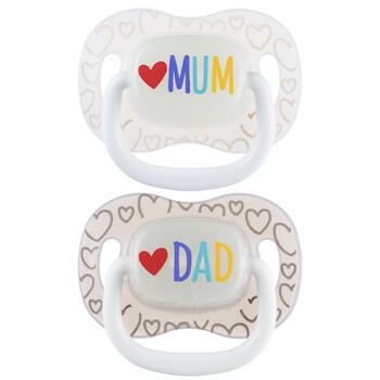 CANPOL BABIES silikona simetrisks māneklītis LoveMum&Dad, 0-6m, 2 gab., 34/939