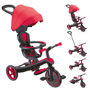 GLOBBER trīsritenis Trike Explorer 4in1, red, 632-102