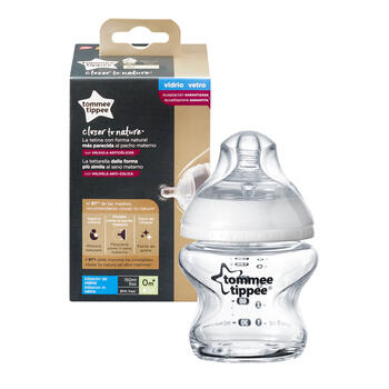 TOMMEE TIPPEE Natural Start barošanas pudelīte stikla CTN ar pašsterilizācijas funkciju 150ml 0m+ 42243791