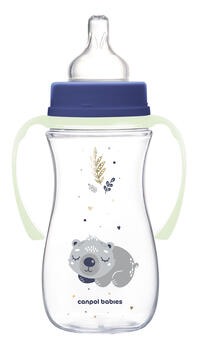 CANPOL BABIES Pretkoliku pudelīte EasyStart, 300ml, Sleepy Koala, 35/238_blu