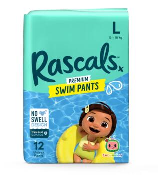 RASCALS peldbikses-autiņbiksītes COCOMELON, L izmērs, 13-18 kg., 12 gab., 93716