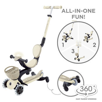 GLOBBER skrejritenis Go Up Baby Lights 360 °, brūns, 844-466