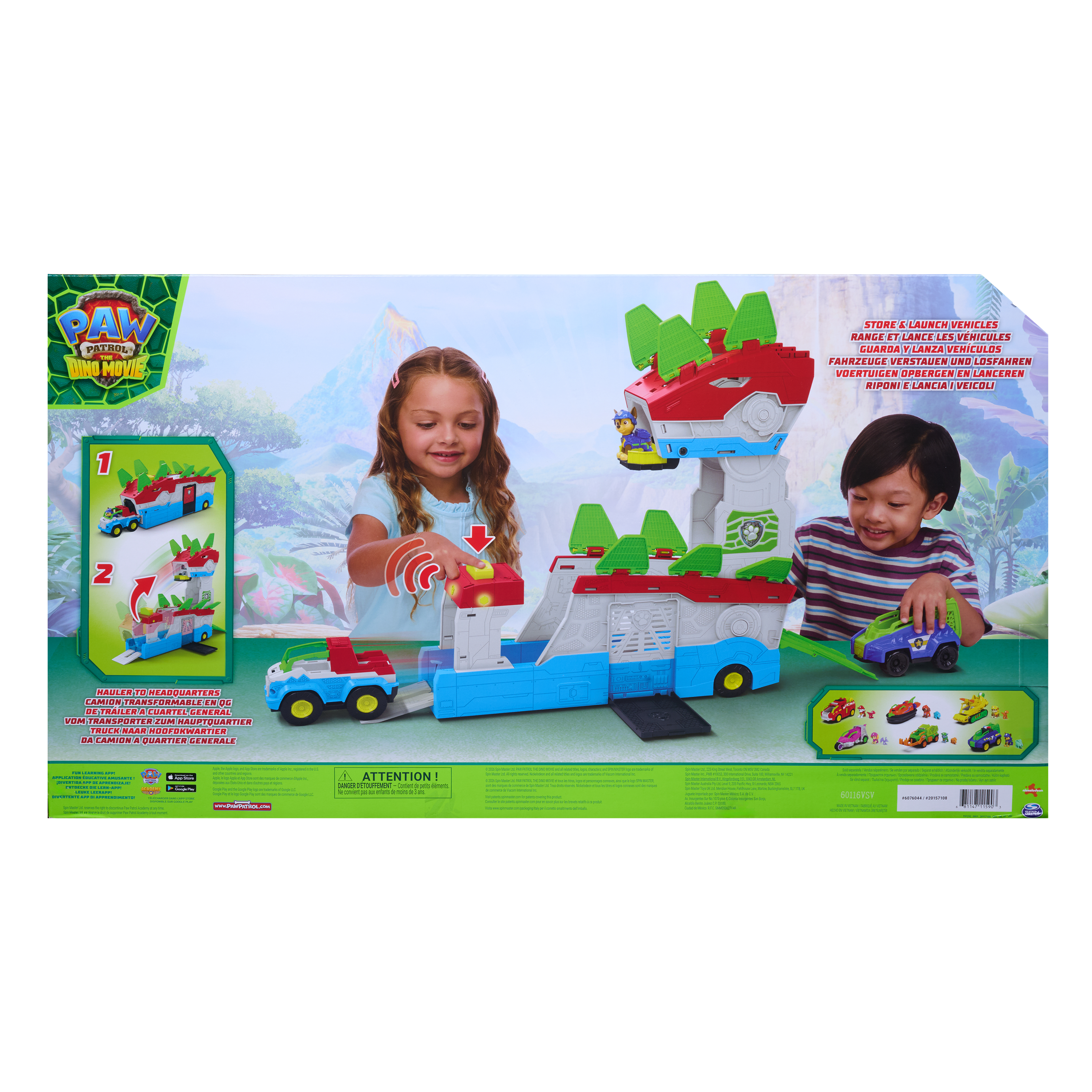 PAW PATROL transportlīdzekļu rotaļu komplekts Dino Mobile Headquarters, 6076044
