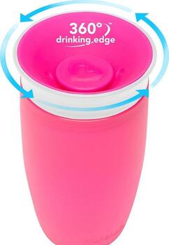 MUNCHKIN Sippy krūzīte, rozā, Miracle 360, 12m+, 296ml, 90073