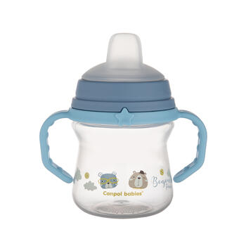 CANPOL BABIES krūzīte ar silikona snīpi, FirstCup BONJOUR PARIS, 150ml, zila, 56/612_blu