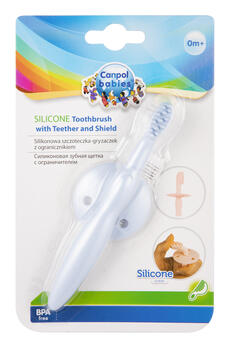 CANPOL BABIES silikona zobu birste ar zobgrauzi un aizsargu, 51/500_blu