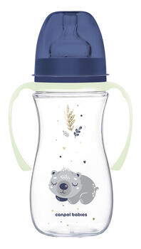 CANPOL BABIES Pretkoliku pudelīte EasyStart, 300ml, Sleepy Koala, 35/238_blu