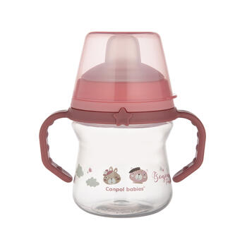 CANPOL BABIES krūzīte ar silikona snīpi, FirstCup BONJOUR PARIS, 150ml, rozā, 56/612_pin