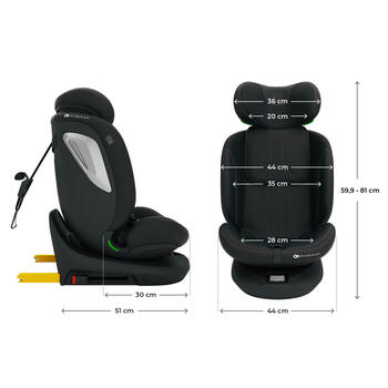 KINDERKRAFT autokrēsls I-GROW 2 PLUS, 40-150 cm., Black, KCIGRO02BLKPL00