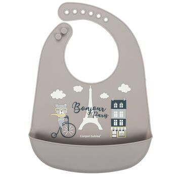 CANPOL BABIES silikona lacīte ar kabatu BONJOUR PARIS, navy beige, 74/027_bei