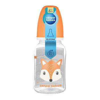 CANPOL BABIES šaura kakla pudelīte CUTE ANIMALS, 120 ml, 11/851_ora
