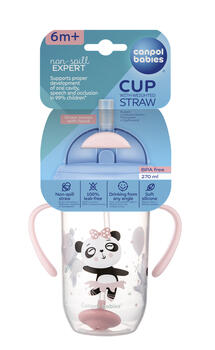 CANPOL BABIES mācību krūze EXOTIC ANIMALS, 6m+, 270ml, pink, 56/606_pin