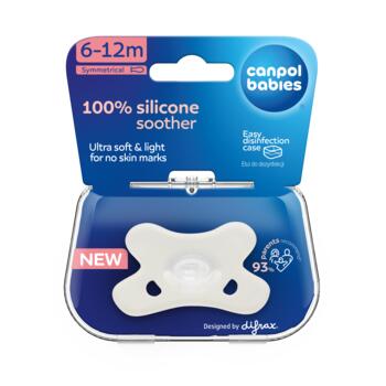 CANPOL BABIES 100% silikona knupītis, 6-12m, simetrisks, 1 gab., 24/002_whi