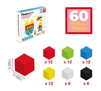 PICASSO TILES Magnētiskais konstruktors magnētiskie kubi 60 detaļas, PMC60