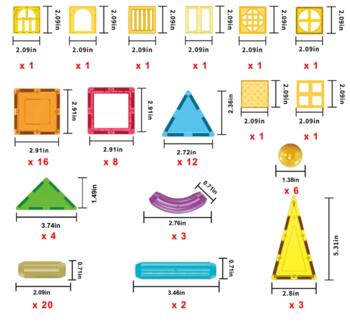 PICASSO TILES Magnētiskais konstruktors būvēšanas flīzes 82 detaļas, PTE22