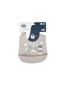 CANPOL BABIES silikona lacīte ar kabatu BONJOUR PARIS, navy beige, 74/027_bei