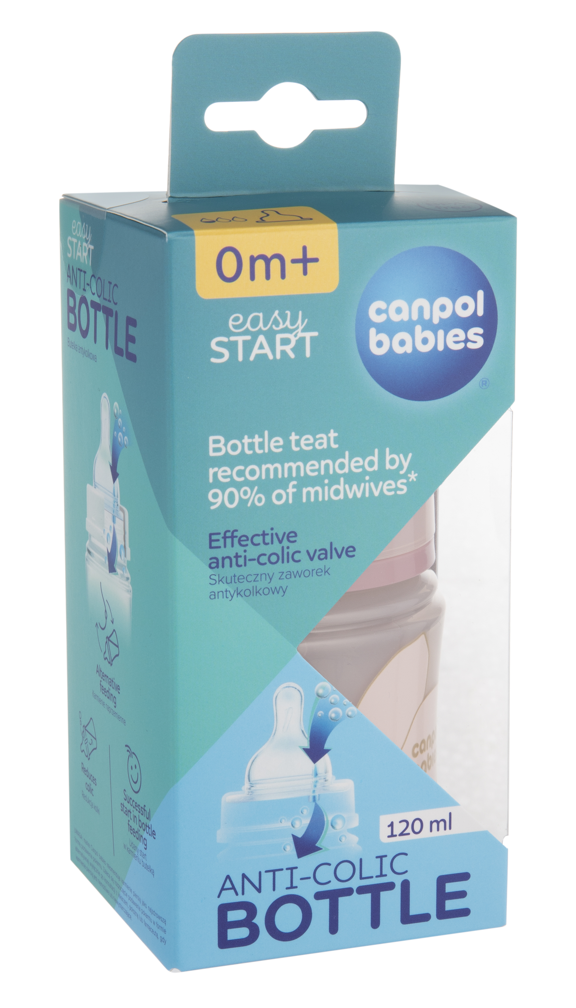 CANPOL BABIES EasyStart pretkoliku pudelīte, 120ml, GOLD, 35/239_pin