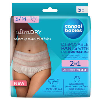 CANPOL BABIES vienreizlietojamās biksītes ar pēcdzemdību ieliktni 2in1, S/M izmērs, 5 gab., 78/011