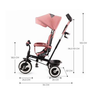 KINDERCRAFT trīsritenis ASTON 2 Plus, rozā, KRASTO02PNKPL00