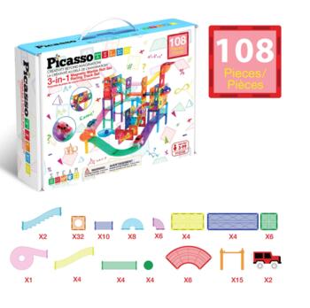 PICASSO TILES Magnētiskais konstruktors 2in1 komplekts 108 detaļas, PTG108