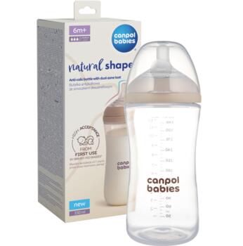 CANPOL BABIES barošanas pudelīte ar knupīti NATURAL SHAPE, 330 ml, 35/402