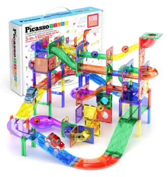 PICASSO TILES Magnētiskais konstruktors 2in1 komplekts 108 detaļas, PTG108