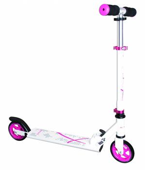 Muuwmi Aluminium Scooter skrejritenis 125 mm, balts/rozā (AU 347)
