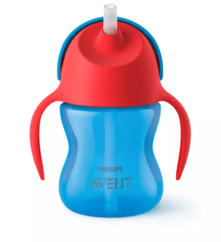 Philips Avent Krūzīte ar elastīgu salmiņu, 200 ml, 9M+, zila (SCF796/01)