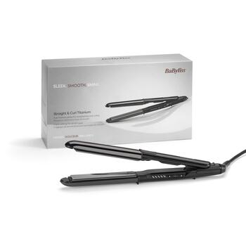 BaByliss Straight & Curl Titanium profesionālais matu taisnotājs, melns (ST486E)
