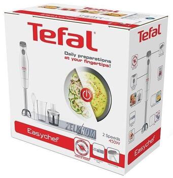 TEFAL Rokas blenderis Tefal Easychef 3in1, 450W, balts/nerūsējošais tērauds (HB453138)