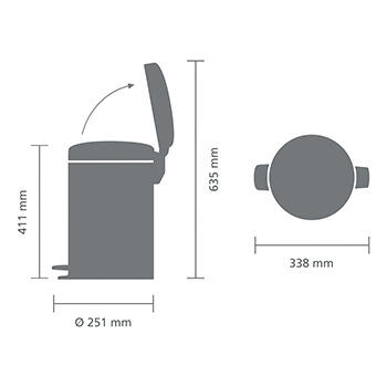 BRABANTIA atkritumu tvertne ar pedāli NewIcon, 12 l, Platinum (113628)