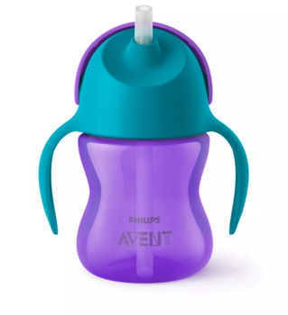 Philips Avent Krūzīte ar elastīgu salmiņu, 200 ml, 9M+, lillā (SCF796/02)