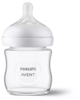 Philips Avent Natural Response stikla zīdaiņu pudelīte 125 ml, jaundzimušā knupītis, 0m+ (SCY930/01)