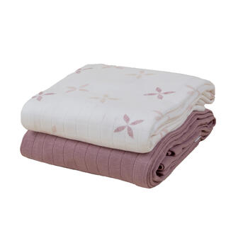 Lodger Swaddler Solid Matcha kokvilnas autiņš, Powder/Rose, 110x110 cm, 2gab. (SW 1123)