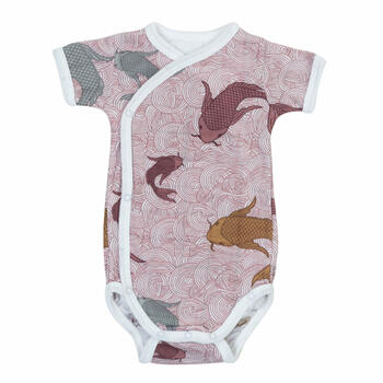 Lodger Romper Empire Fish kokvilnas bodijs ar īsām piedurknēm, Nocture, 68 cm (RF 077_68)